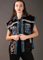 Bedazzled Sequin Vest Vests Kate Hewko 