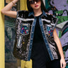 Bedazzled Sequin Vest Vests Kate Hewko One Size Dark Denim 