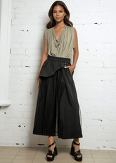 Black Layered Mesh Wide Leg Pants