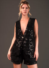 Black Sequin Tuxedo Set Two Piece Sets Kate Hewko 