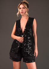 Black Sequin Tuxedo Set Two Piece Sets Kate Hewko 