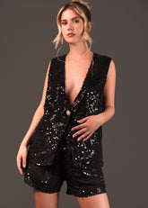 Black Sequin Tuxedo Set Two Piece Sets Kate Hewko 