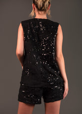 Black Sequin Tuxedo Set Two Piece Sets Kate Hewko 