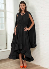 Boho Tie Neck Ruffle Midi Dress