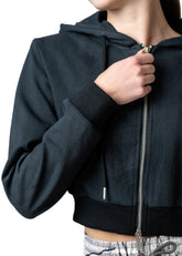 Charcoal Cropped Zip Up Hoodie