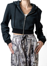 Charcoal Cropped Zip Up Hoodie