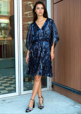 Cinched Sequin Batwing Mini Dress