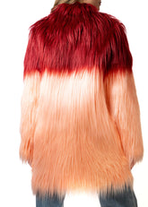 Color Block Mongolian Faux Fur Coat