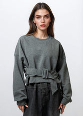 Cropped Buckled Sweatshirt