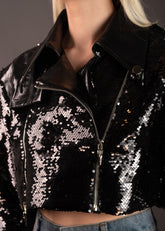 Cropped Patent Sequin Jacket Outerwear Kate Hewko 