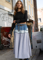 Denim Block Sweat Skirt