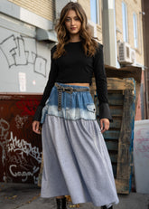 Denim Block Sweat Skirt