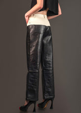 Denim + Leather Contrast Pant Pants Kate Hewko 