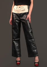 Denim + Leather Contrast Pant Pants Kate Hewko Multi S 