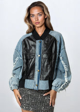 Denim Moto Patch Bomber