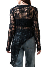 Distressed Asymmetric Hem Sweater