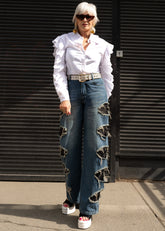 Distressed Cut Out Denim Pant Pants Kate Hewko 