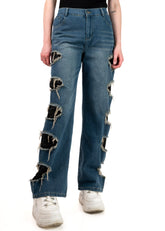 Distressed Cut Out Denim Pant Pants Kate Hewko 