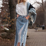 Distressed Denim Midi Skirt Skirts Kate Hewko 