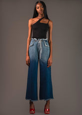 Distressed Drawstring Ombre Denim Pants Kate Hewko 