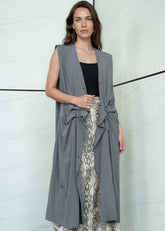 Draped Button Front Layering Piece