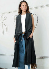 Draped Button Front Layering Piece