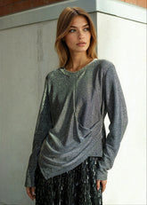 Draped Glitter Long Sleeve