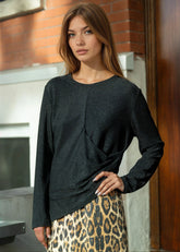 Draped Glitter Long Sleeve