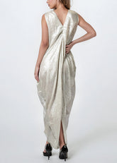 Draped Metallic Sleeveless Dress