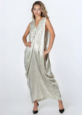 Draped Metallic Sleeveless Dress