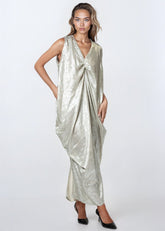 Draped Metallic Sleeveless Dress