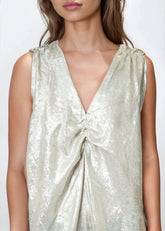 Draped Metallic Sleeveless Dress