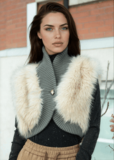 Faux Fur Cropped Knitted Vest