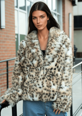 Lightweight Faux Fur Snow Leopard Coat