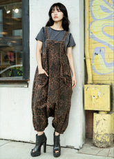 Leopard Print Denim Overalls