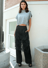 Floral Lace Overlay Trouser