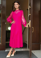 Floral Lace Pleated Maxi Dress