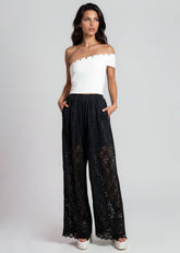 Floral Lace Wide Leg Pants