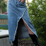 Front Slit Denim Midi Skirt Belts Kate Hewko Light Denim S 