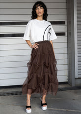 Gathered Parachute Tulle Skirt