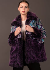 Geometric Sequin Faux Fur Jacket Outerwear Kate Hewko 