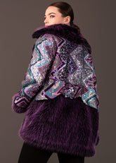 Geometric Sequin Faux Fur Jacket Outerwear Kate Hewko 