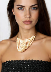 Gold Pearl Knotted Choker