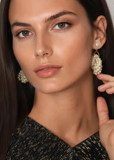 Gold Pearl Knotted Earrings