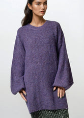 Heathered Knit Balloon Sleeve Sweater