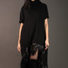 High Low Fringed Tunic Blouses Kate Hewko Black One Size 