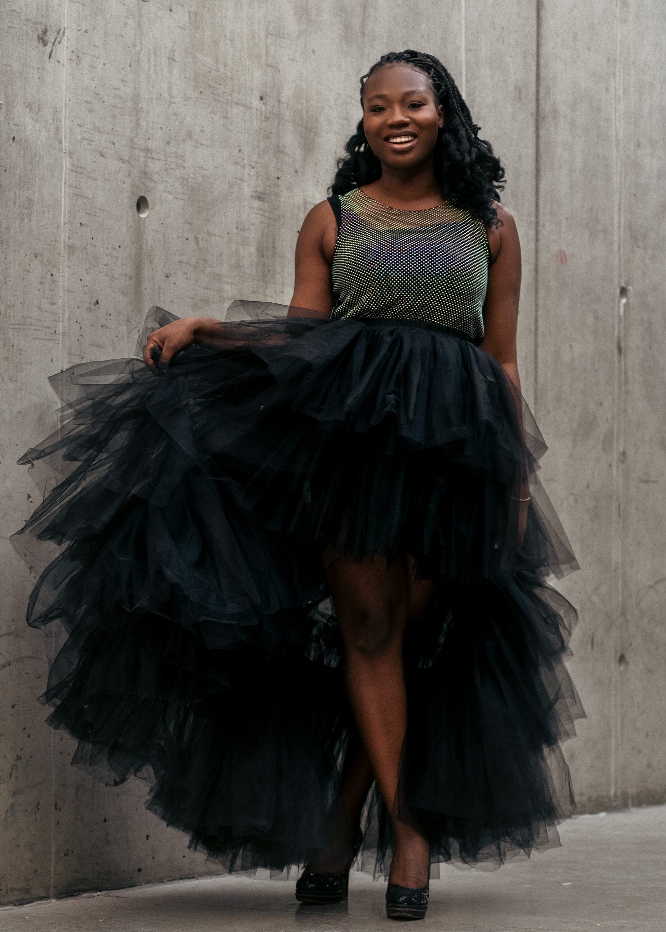High Low Tiered Tulle Skirt