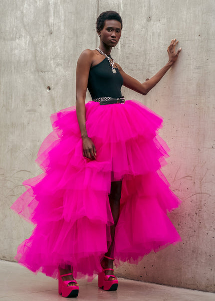 High Low Tiered Tulle Skirt Kate Hewko Black L