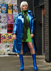 Hot Blue Metallic Trench Outerwear Kate Hewko 