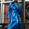 Hot Blue Metallic Trench Outerwear Kate Hewko Blue XS 